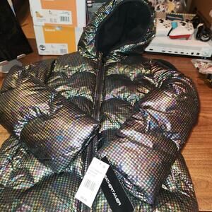 NEW W/ Tags Girls Sz 14/16 Weather Tamer Iridescent Quilted Puffer Foil Jacket